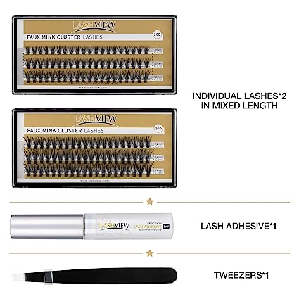 LASHVIEW - Kit de extensión de pestañas con pegamento y pinzas