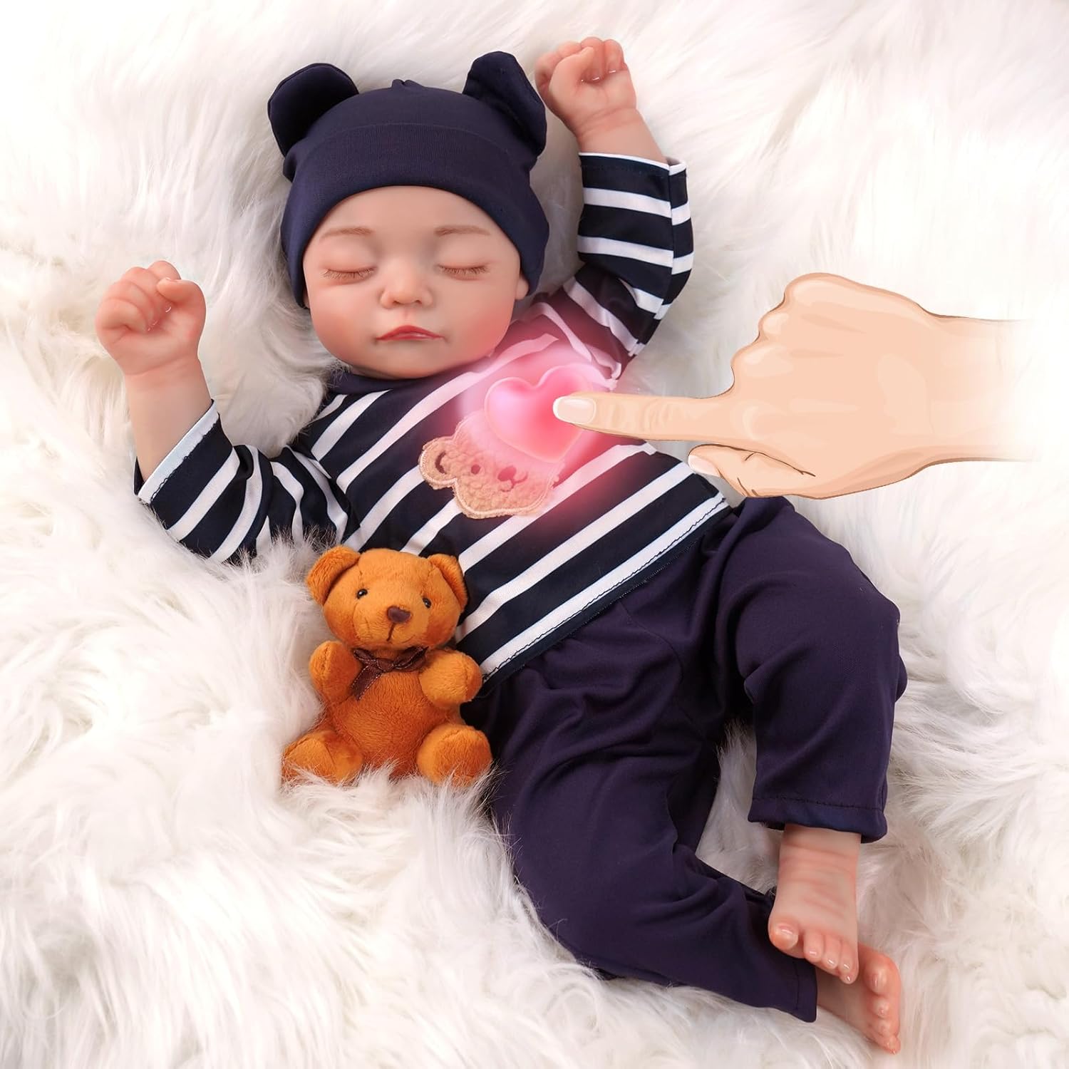 Bebé Reborn realista niño con latido del corazón