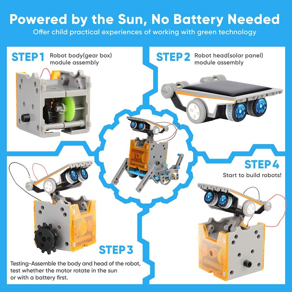 Robot de juguete solar didáctico 12 en 1