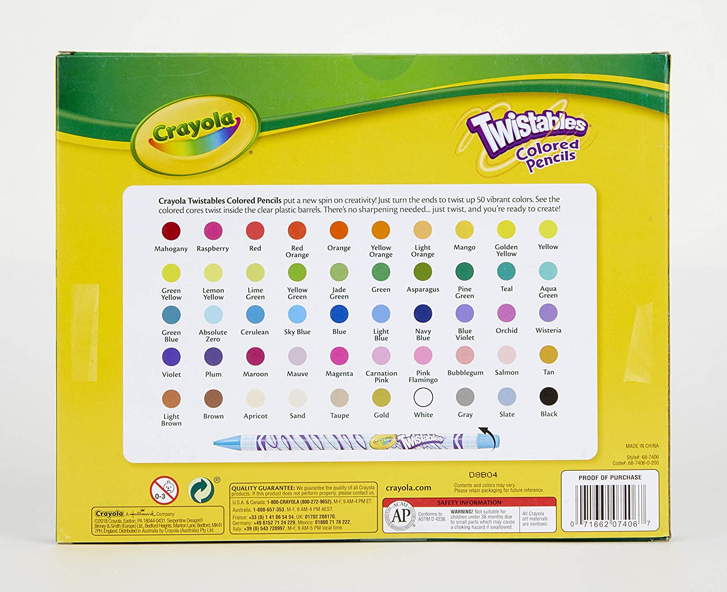Crayola Twistables - Juego de lápices de colores (50 unidades)