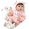 Aori Reborn Baby Doll - Muñeca de niña realista  con set de conejitos