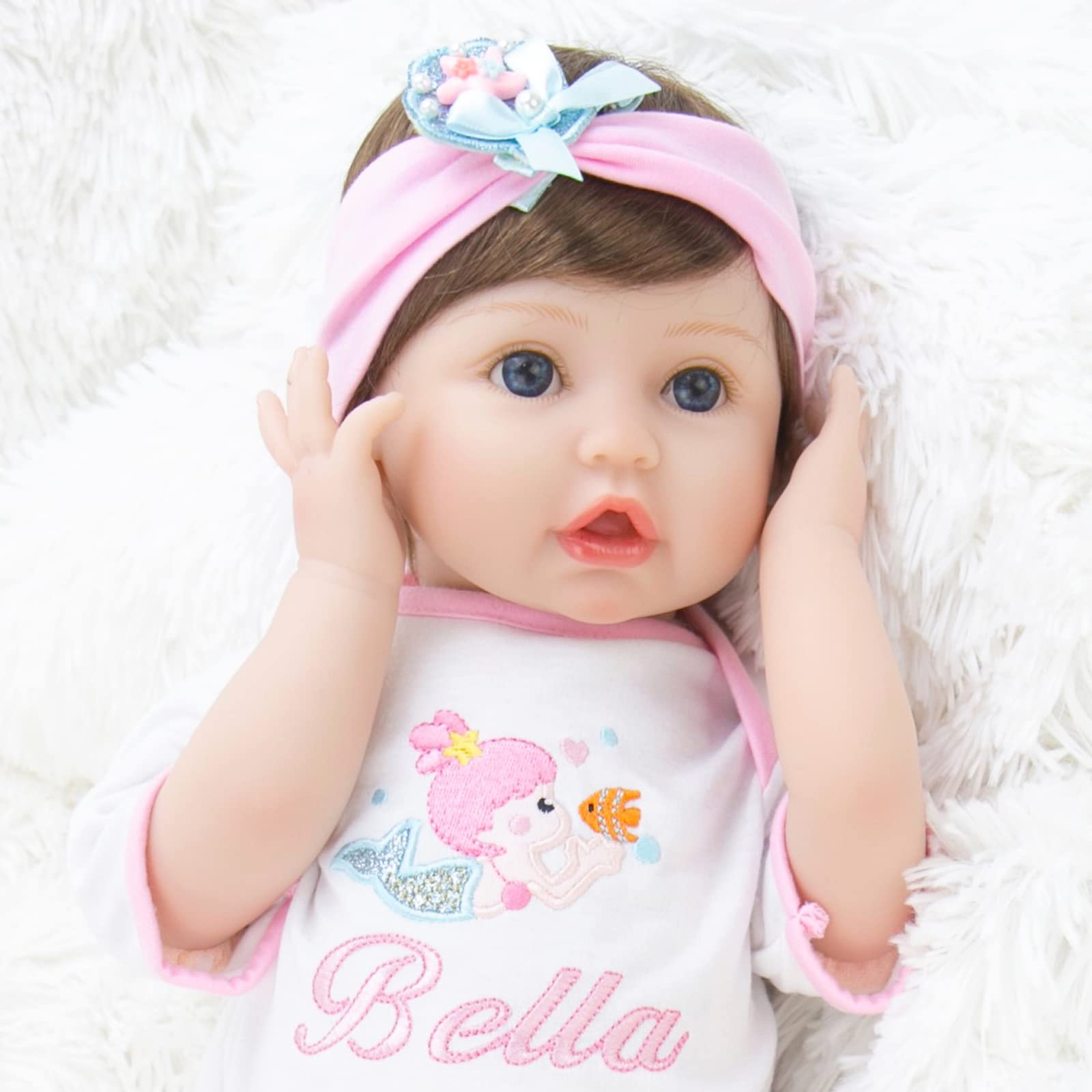 Aori Reborn Baby Doll Bebe Realista con traje de sirena y caballito de mar