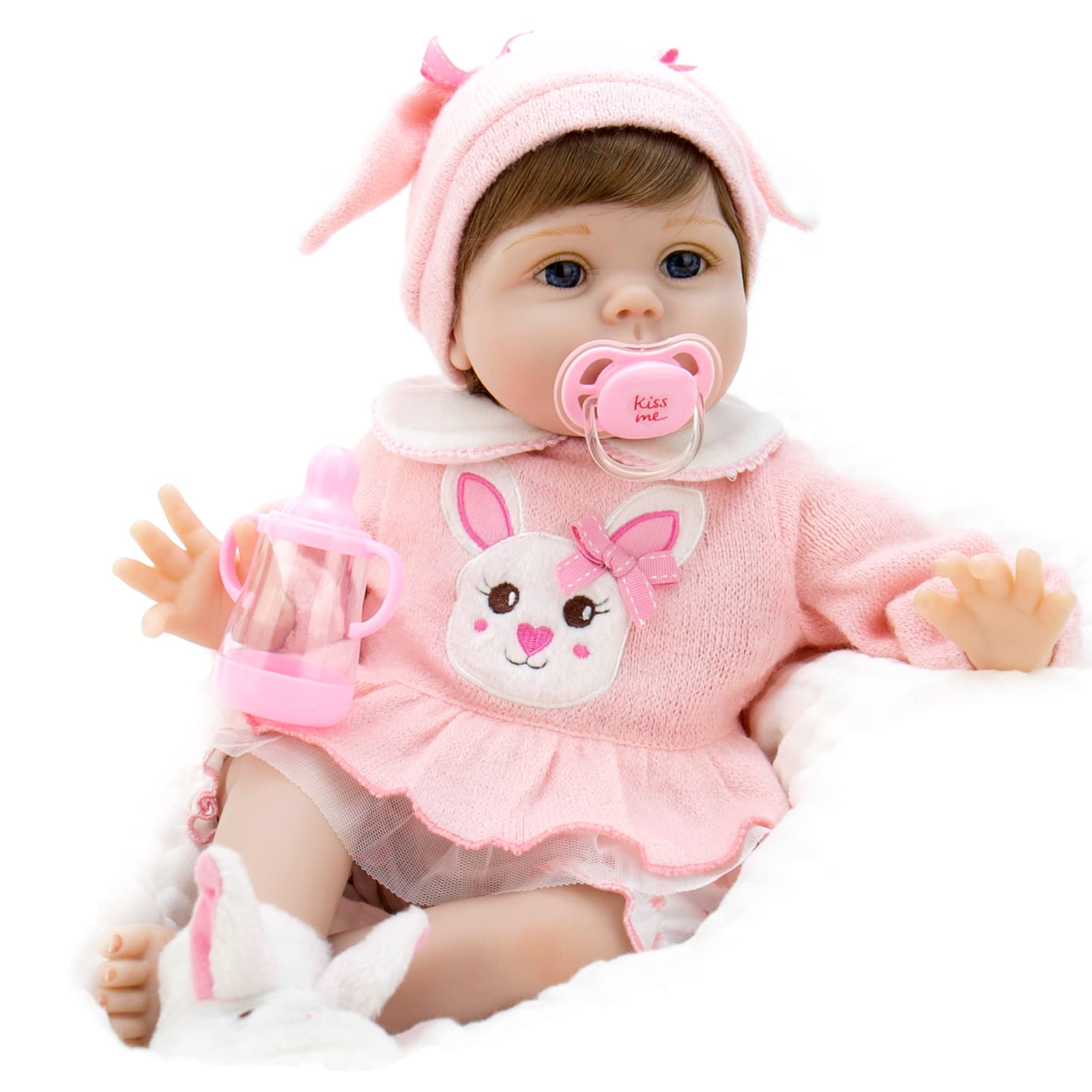 Aori Reborn Baby Doll - Muñeca de niña realista  con set de conejitos