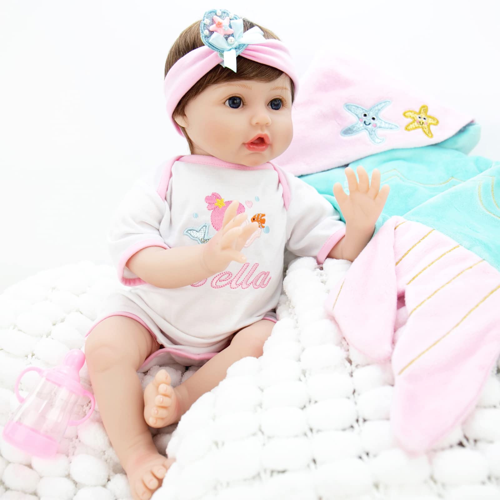 Aori Reborn Baby Doll Bebe Realista con traje de sirena y caballito de mar