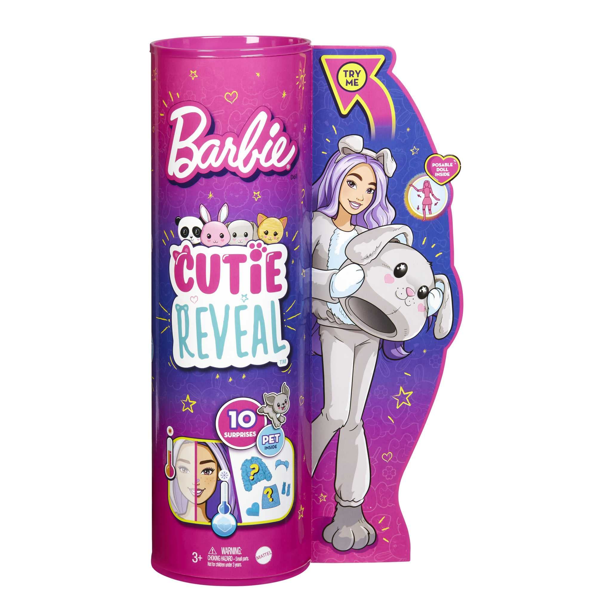 Barbie Cutie Reveal Muñeca con disfraz de Cachorro incluyen minimascota