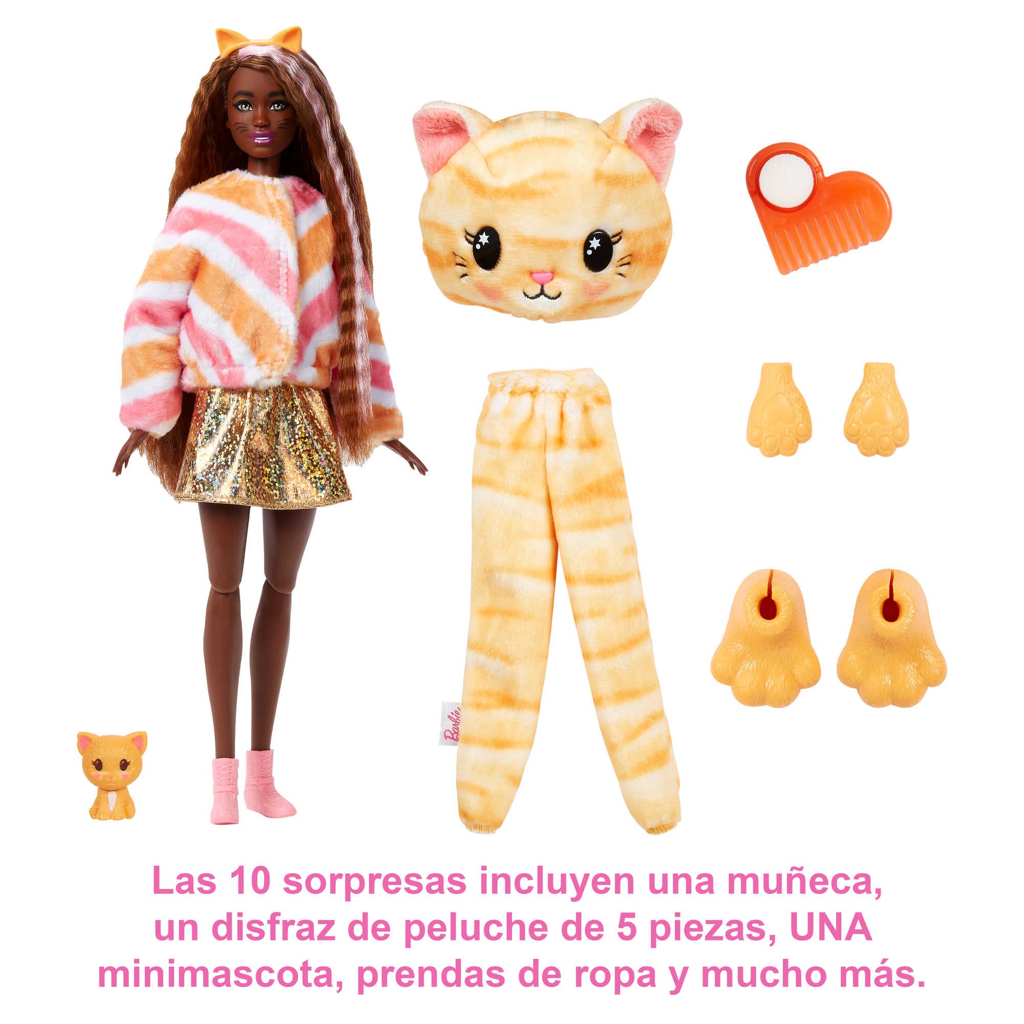 Barbie Cutie Reveal Gatito incluyen minimascota