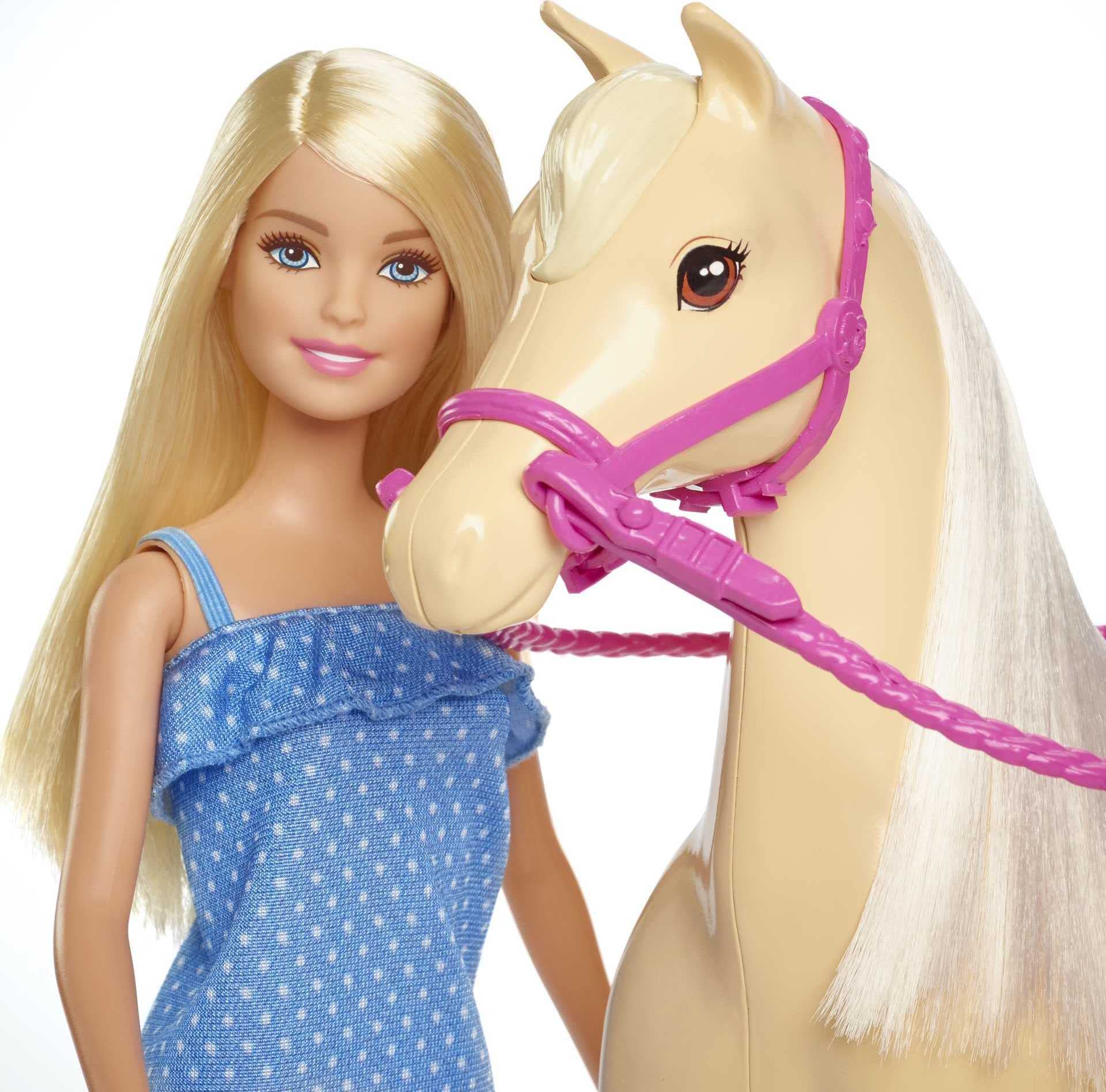 Barbie Muñeca, rubia, con casco y caballo