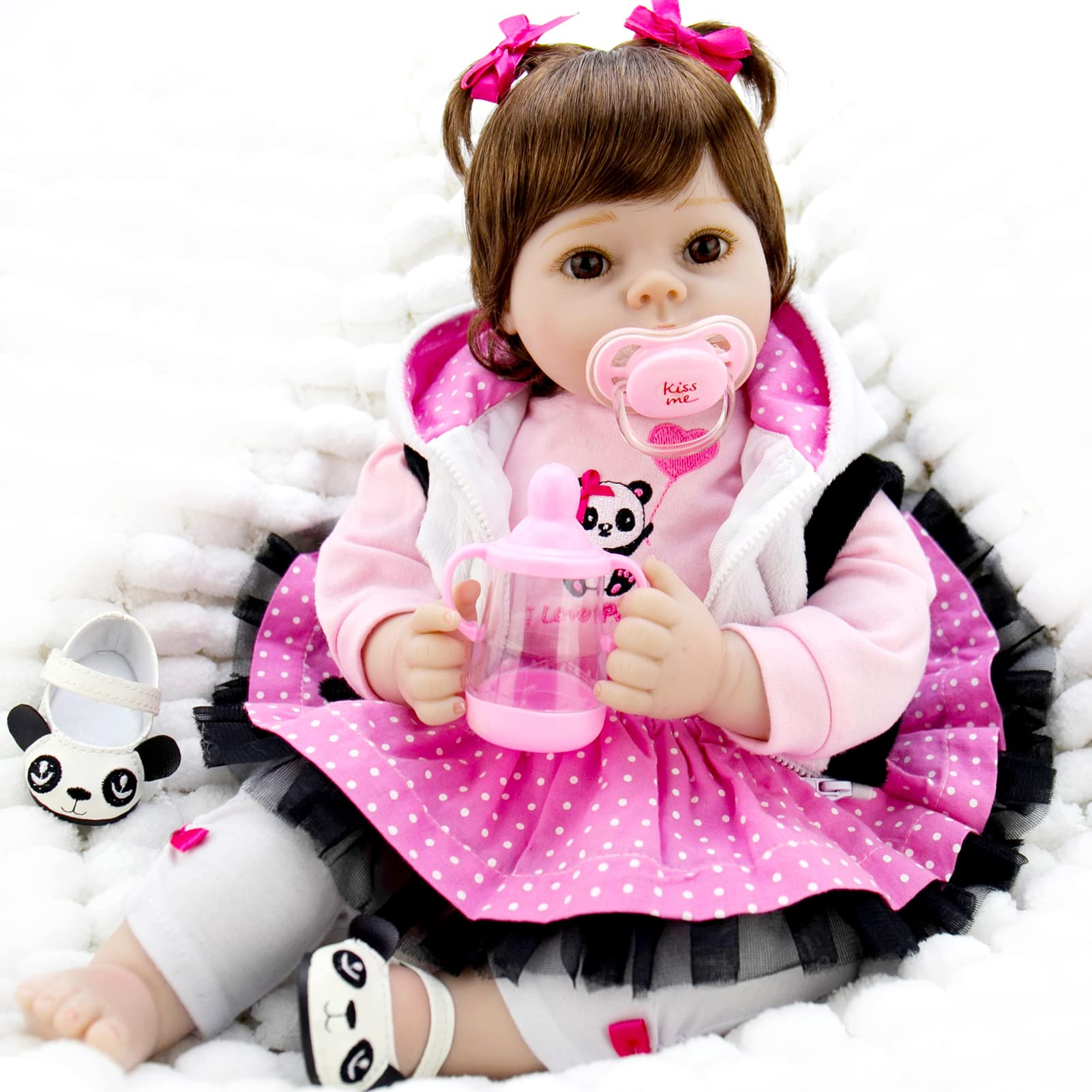 Aori Muñecas de bebé Realistas con juego de regalo de panda
