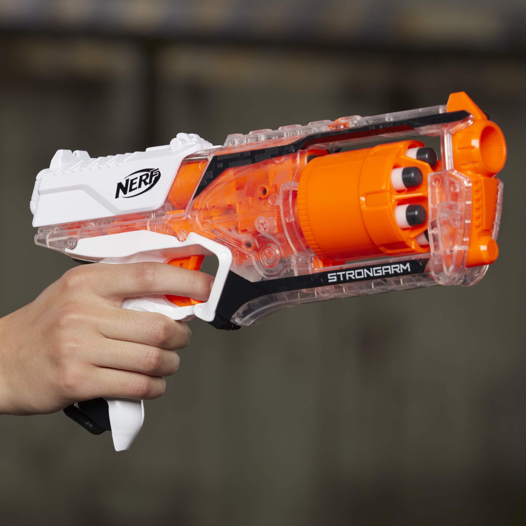 NERF Strongarm N-Strike Elite Toy Blaster con barril giratorio con 6 dardos