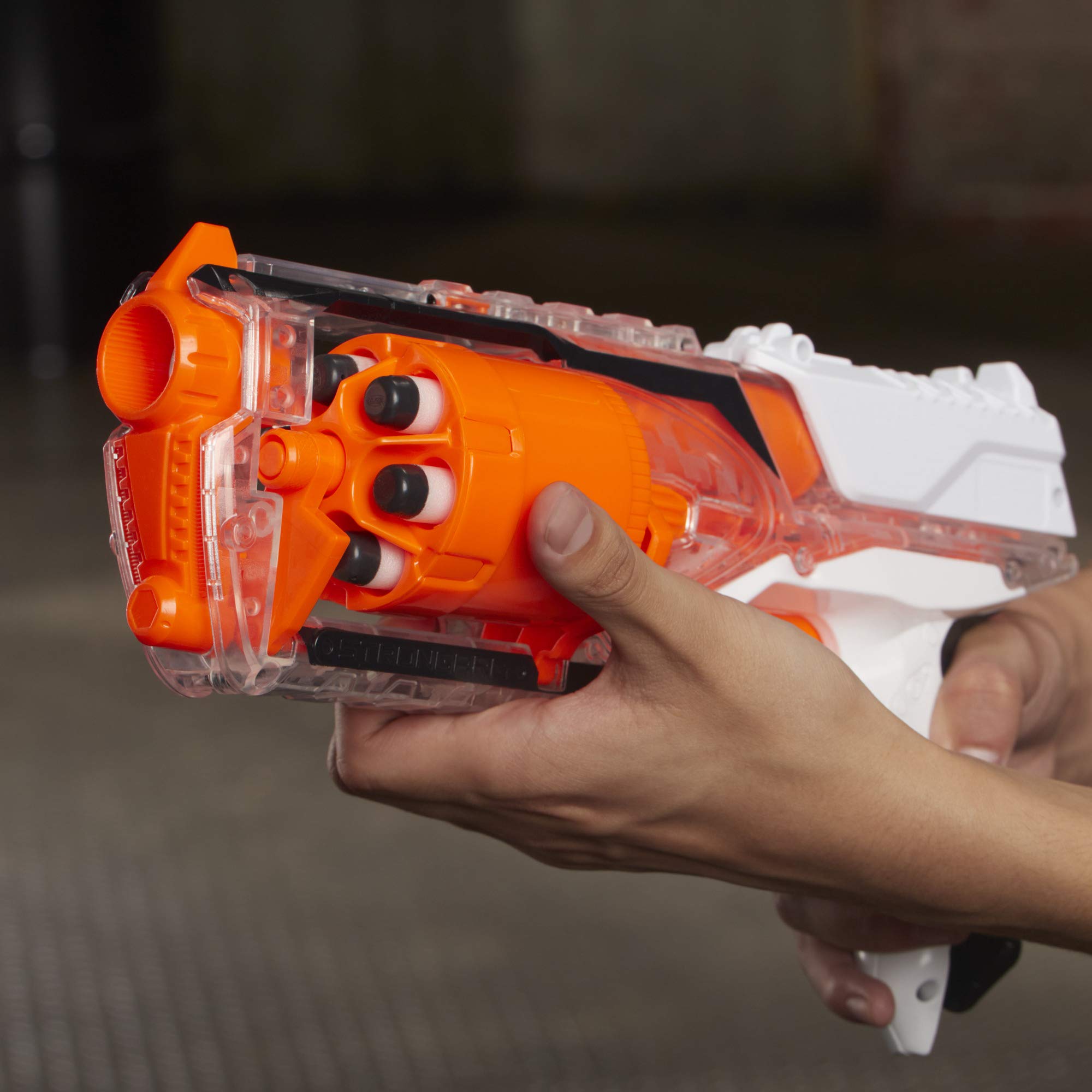 NERF Strongarm N-Strike Elite Toy Blaster con barril giratorio con 6 dardos