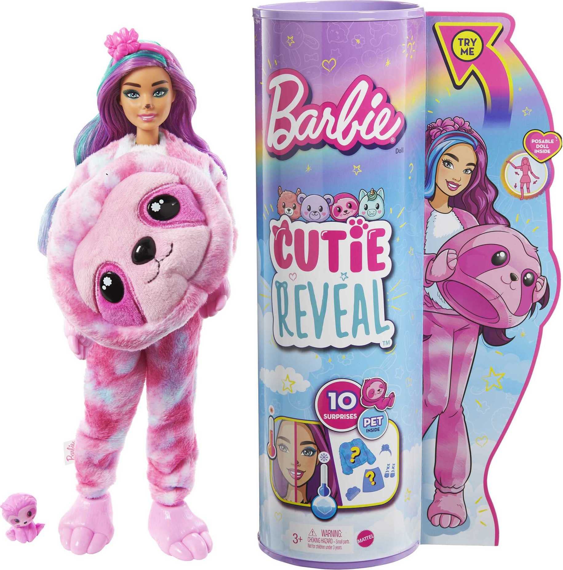 Barbie Cutie Reveal Perezoso con mascota