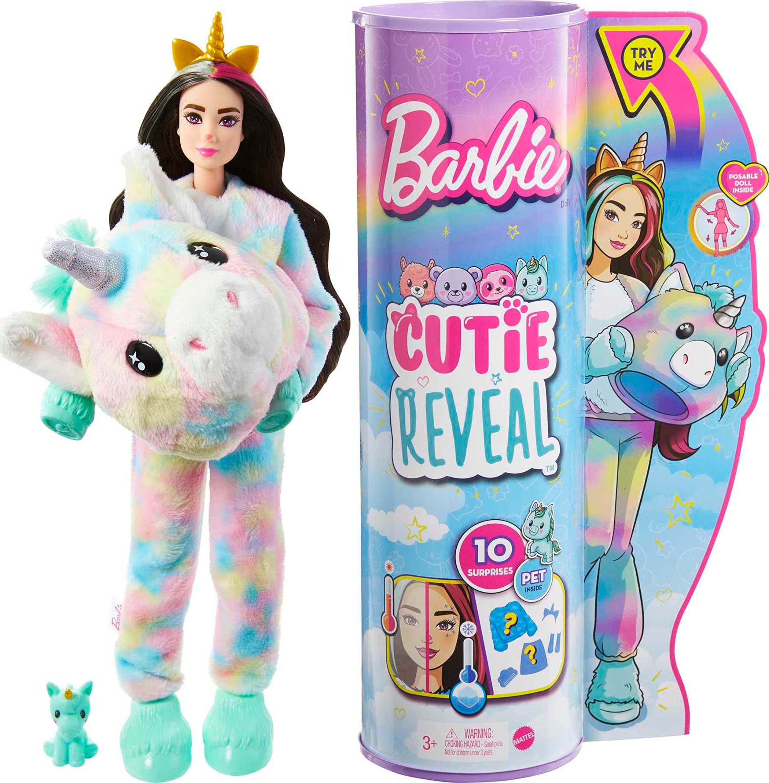 Muñeca Barbie Cutie Reveal unicornio con mascota mini unicornio