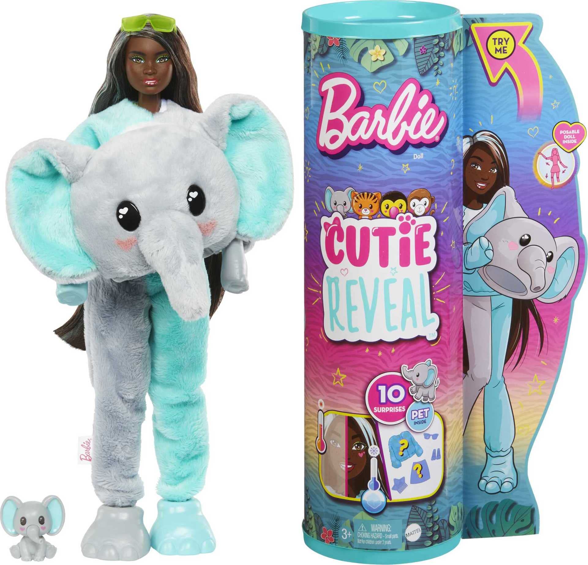 Muñeca Barbie Cutie Reveal Jungle Series Elefante