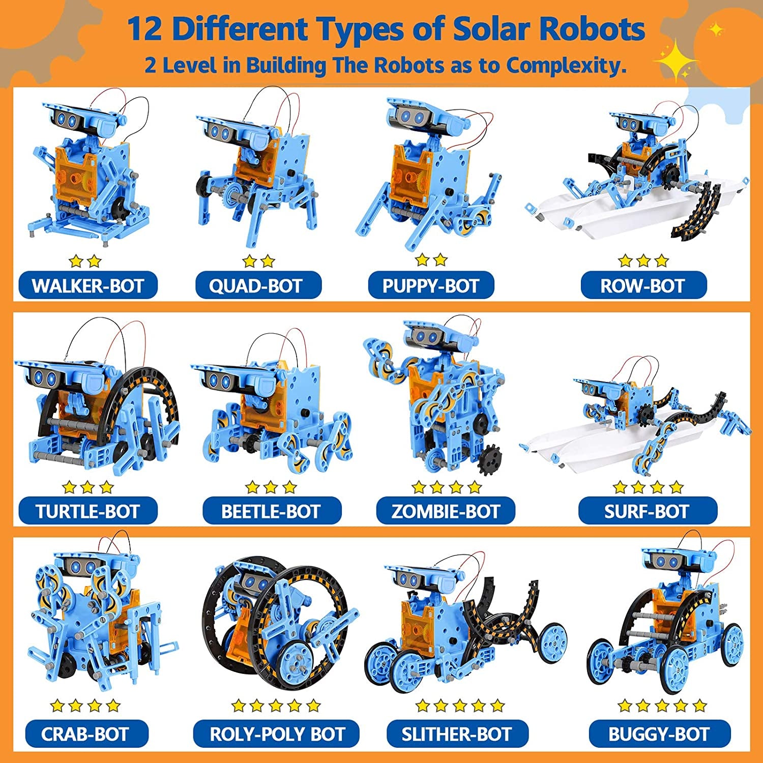 Robot de juguetes solares para niños